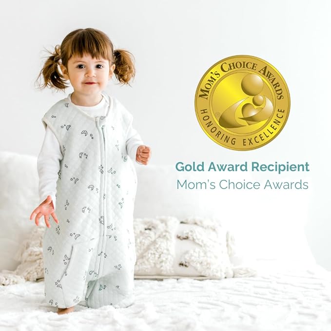 Tealbee DREAMSUIT: Toddler Sleep Sack with Feet 12-18 months, 18-24 months - 0.8 TOG Lightweight Baby Wearable Blanket for Walkers - Rayon made from Bamboo, Organic Cotton Sleeping Bag - Croissant