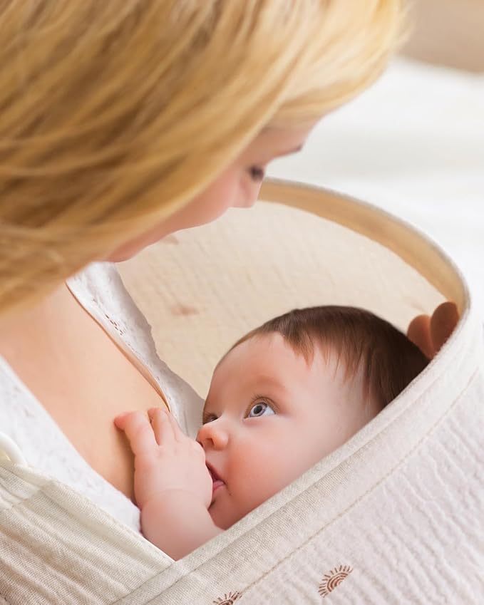 Blissful Diary Muslin Nursing Cover for Breastfeeding, Breathable Breastfeeding Cover up with Arch Neckline for Women, Nursing Apron (Rainbow)