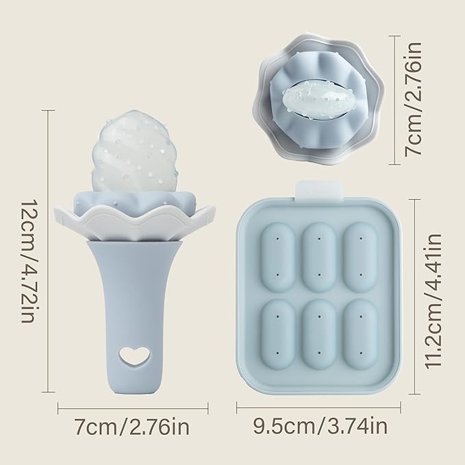 Moonkie Baby Fruit Feeder with Freezer Tray, BPA Free Silicone Food Feeder for Infant Self Feeding, Breastmilk Popsicle Molds, Mesh Feeder with Two Pouches, Baby Shower Gifts 4 Months+, 2 Pack