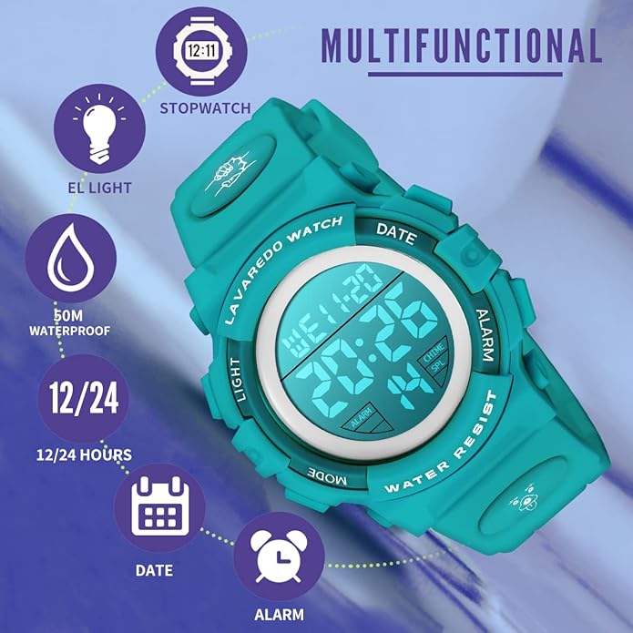 Kids Watch,Boys Watch for 3-15 Year Old Boys,Digital Sport Outdoor Multifunctional Chronograph LED 50 M Waterproof Alarm Calendar Analog Watch for Children with Silicone Band,Kids Gift