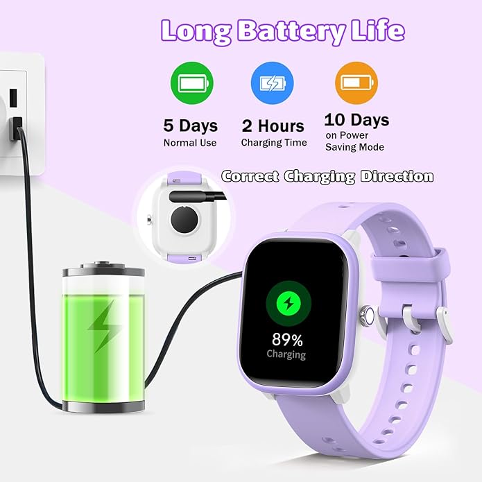 Smart Watch for Kids Girls Boys No APP/Phone Needed, 1.8" IP68 Waterproof Sport Kids Watch Pedometer, Heart Rate, Sleep Monitor, Step Counter, 12 Puzzle Games for Girls Boys Teens 6-16