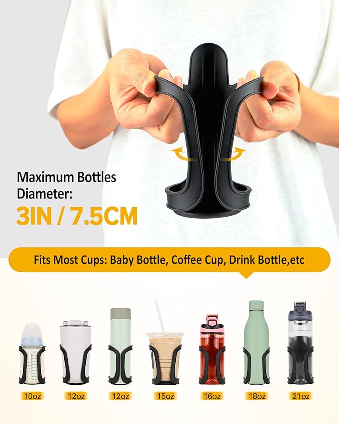 Pack of 2 Stroller Cup Holders, Universal Drinks Holder for Bikes, Trolleys or Walkers
