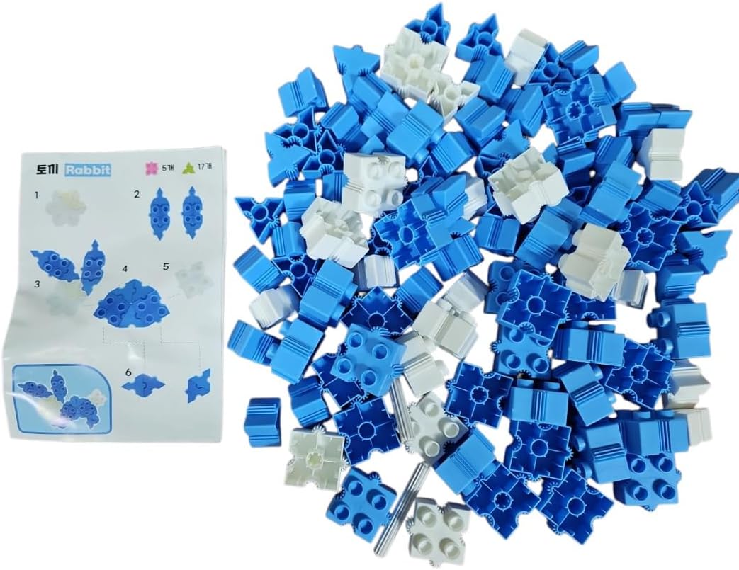 STEM Toys for Kids Ages 3 Bright 2025 | Educational Building Blocks Set | 102-Piece BPA-Free Plastic Construction Kit | Creativity & Fine Motor Skills | Instruction Booklet - Sky Blue