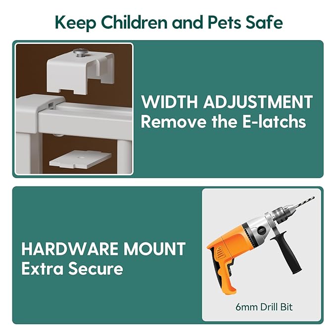 Babelio 34" Extra Tall Baby/Dog Gate with No Threshold Design Walk Thru Door, 26-43" Auto Close Safety Gate for Babies, Elders and Pets, Fits Doorways, Stairs, and Entryways, Black