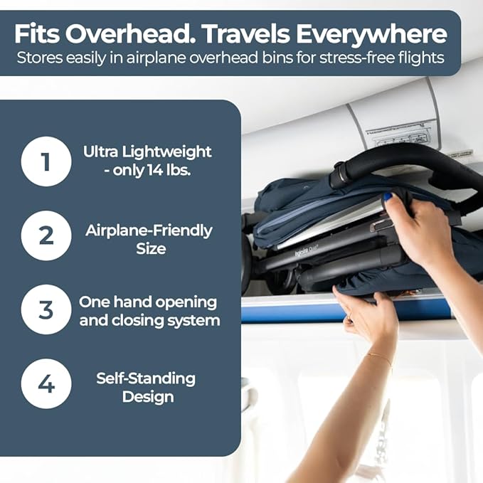 Inglesina Quid³ Stroller, Galaxy Gray - Compact Reclining Travel Stroller for Baby & Toddler 0-55 lbs, One Hand fold, Car seat Compatible, Airplane Overhead, Lightweight, Foldable, XL UPF 50+ Canopy