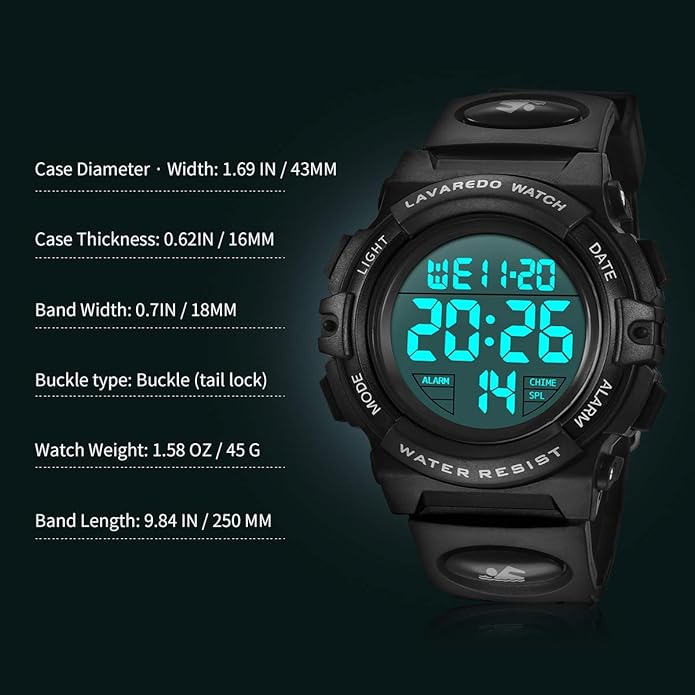 Kids Watch,Boys Watch for 3-15 Year Old Boys,Digital Sport Outdoor Multifunctional Chronograph LED 50 M Waterproof Alarm Calendar Analog Watch for Children with Silicone Band,Kids Gift