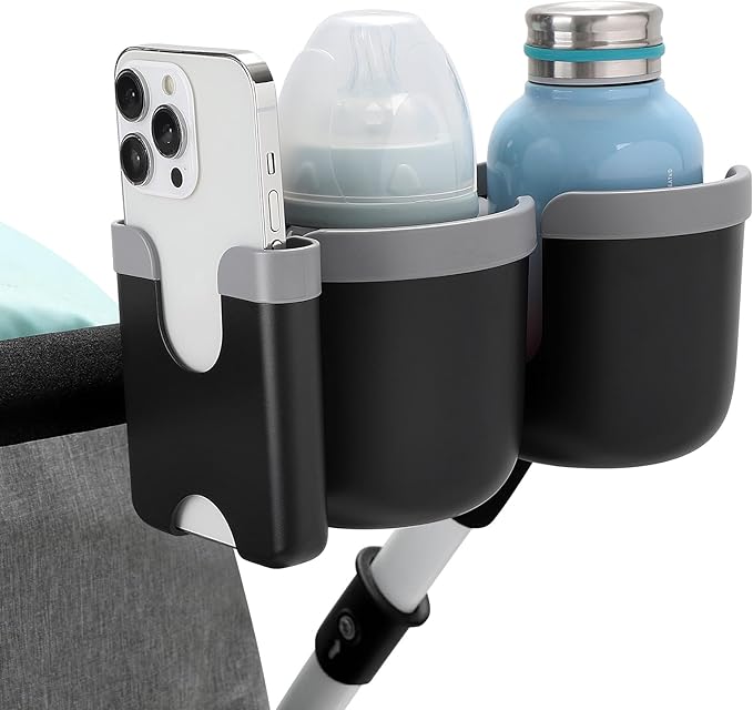 Accmor Stroller Cup Holder with Phone Holder, Bike Cup Holder, Universal Cup Holder for Uppababy Nuna Doona Strollers, 2-in-1 Cup Phone Holder for Stroller, Bike, Wheelchair, Walker, Scooter