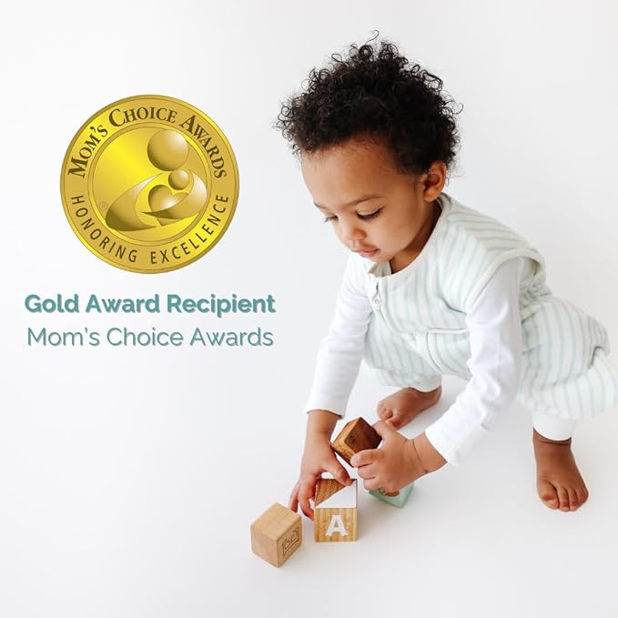 Tealbee Dreamsuit: Toddler Sleep Sack with Feet 12-18 months, 18-24 months - 1.5 TOG Winter Baby Wearable Blanket for Walkers - Rayon made from Bamboo, Organic Cotton Sleep Bag - Minty Stripes