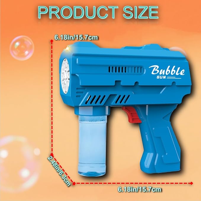 2 Pack Kids Bubble Gun，Automatic Light Up Bubble Machine with 2 Bottles Refill Solution，Bubble Guns Blaster for Toddlers，Outdoor Bubble Blowing Toys, Easter Basket Essentials,Party，Birthday Gifts