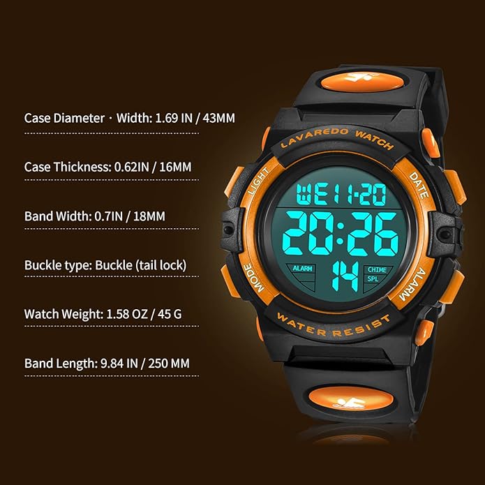 Kids Watch,Boys Watch for 3-15 Year Old Boys,Digital Sport Outdoor Multifunctional Chronograph LED 50 M Waterproof Alarm Calendar Analog Watch for Children with Silicone Band,Kids Gift