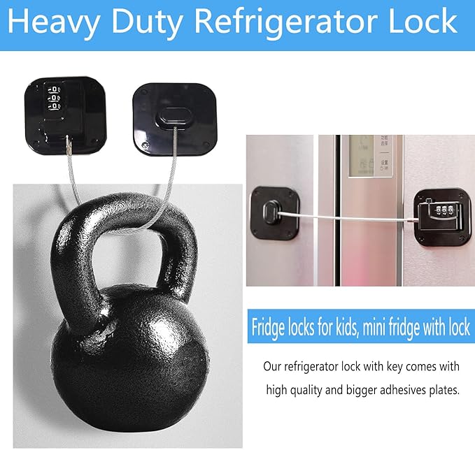 YEYA Upgraded Refrigerator Door Lock with Combination for Adults, Lock for Fridge, Freezer, File Cabinets, Desk Drawers, Locker, Child Safety Latch, Easy Install No Drlling 1 Pack