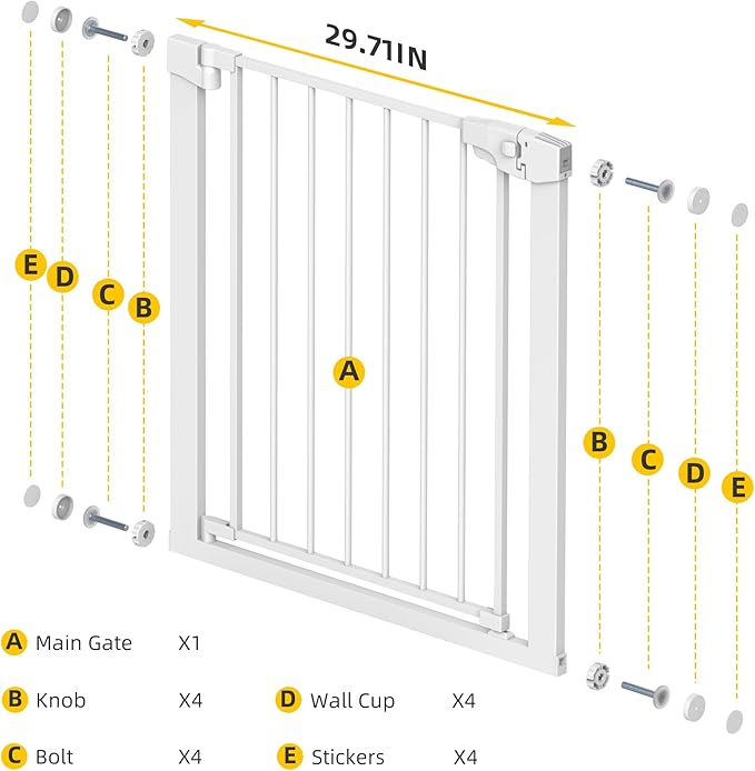 Easy Step Walk-Thru Baby Gate – Adjustable Safety Gate for Babies & Pets, Pressure Mount Kit, Includes Wall Cups & Extensions – 29.7 to 59.8W x 30.5H inches, CPC Certified