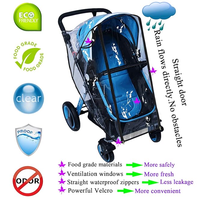 Stroller Rain Cover Baby Mosquito Net Universal Weather Shield Bug Net for Jogging Stroller Pushchair Buggy Pram Protect Baby from Rain Insect Wind Bug Snow Fly Shade Shield Netting Plastic