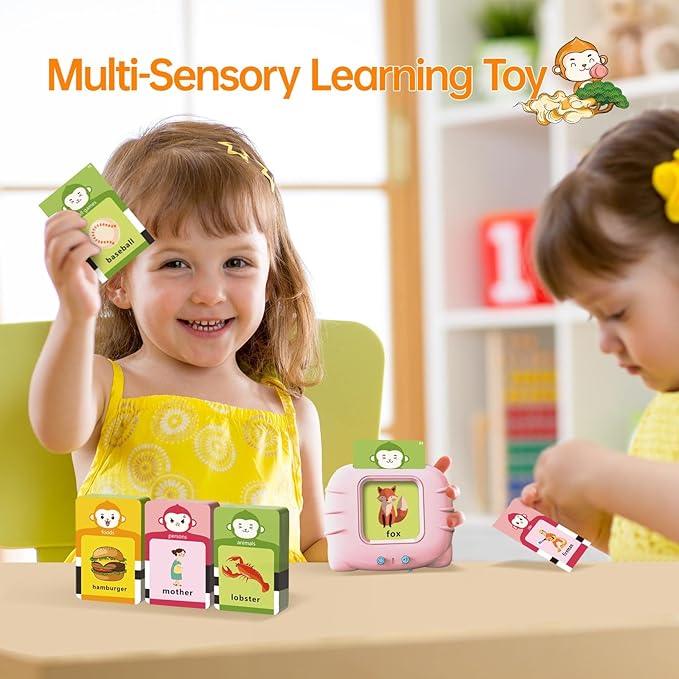Toddler Gifts Talking Flash Cards for 1 2 3 4 5 Year Old Boys and Girls, Autism Sensory Toys for Autistic Children, Learning Educational Montessori Speech Therapy, 296 Pro Words Pink