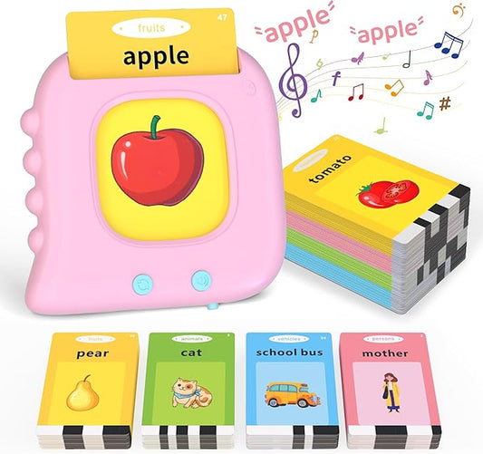 Talking Flash Cards for Toddlers 1-3, Educational Toddler Toys for 1 2 3 4 5 Years Old Girls Birthday Gift Idea, Montessori Learning Toy for Toddlers, Autism Sensory Toys, Pocket Speech Therapy Toy