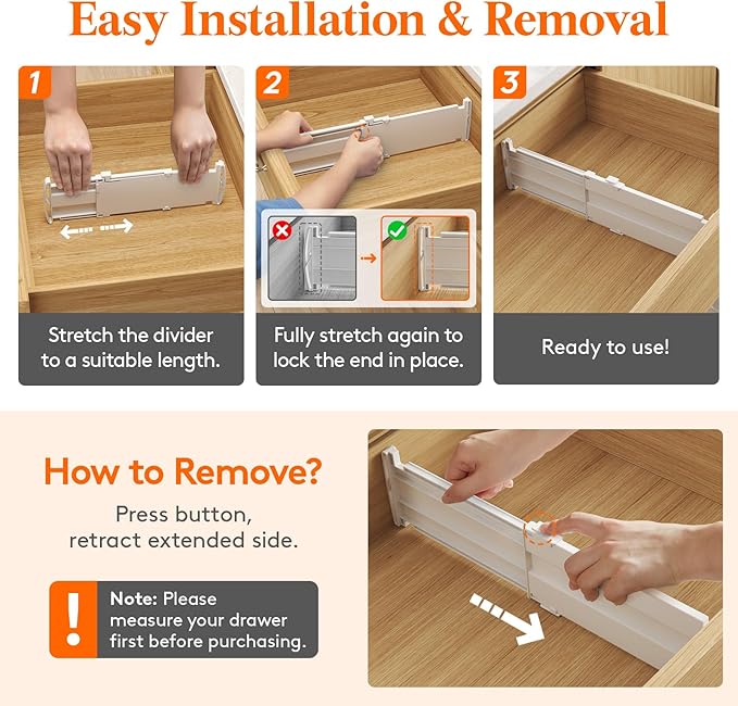 Lifewit 16 Pack Drawer Dividers 4" High, 10.5-16.5" Dresser Drawer Divider, Adjustable Drawer Organizers for Clothes, Plastic Drawers Separators for Dresser, Bedroom, Bathroom, Kitchen, Office