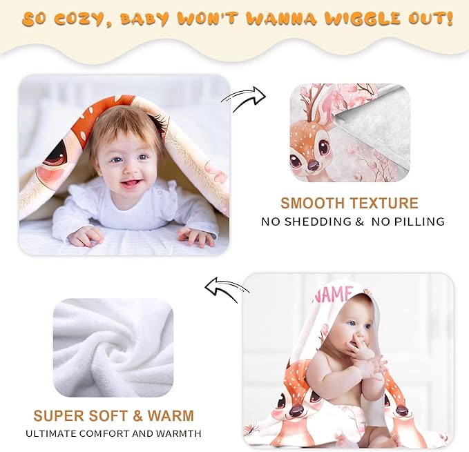 Ship Next Day, Personalized Baby Blanket – Printed in USA, Custom Baby Blanket for Boys & Girls, Baby Blanket with Name, Baby Shower, Easter, Christmas, Birthday Newborn & Toddler Gifts, Baby Gifts