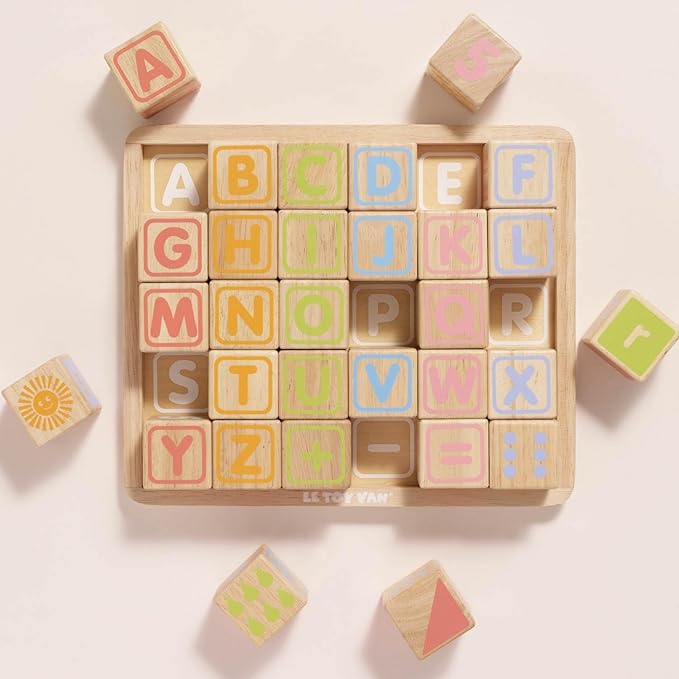 Le Toy Van - Petilou Wooden Educational ABC Wooden Blocks | Educational Wood Toys for Toddlers and Babies | Suitable for A Boy Or Girl 1 Year Old +