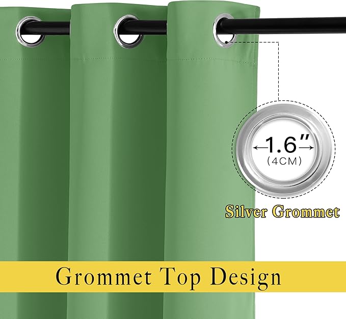 NICETOWN Room Darkening Curtains for Room Divider, Grommet Thermal Curtains Light & Sound Reducing Window Treatments for Sliding Glass Door, W66 x L110, Forest Green, 2 Panels