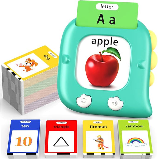 Kidzdo Dinosaur 254 Words Talking Flashcards, Birthday Gifts for 2 3 4 5 6 Years Old Boys and Girls, Educational ABCs LearningToy, Pocket Speech Language Therapy Toys for Autism Kids Ages 1-6, Green