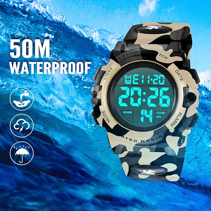 Kids Watch,Boys Watch for 3-15 Year Old Boys,Digital Sport Outdoor Multifunctional Chronograph LED 50 M Waterproof Alarm Calendar Analog Watch for Children with Silicone Band,Kids Gift