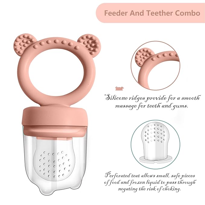Baby Food Storage Containers & Teething Toys Set - Silicone Feeder Tray for Babies 3-18 Months, Breastmilk Popsicle Molds, Pacifier Holder