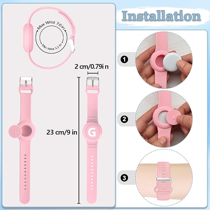 Waterproof Bracelet for AirTag Kids, Personalized Initial Letter Hidden Holder Compatible with Air Tag, Silicone Case for Airtag Adjustable Anti-Lost GPS Tracker for Toddler Child Elder, G