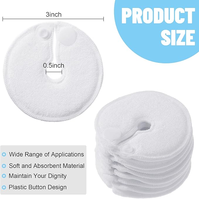 Tondiamo 28 Packs Soft g Tube Pads Holder Abdominal Feeding g Tube Button Cotton Pads Covers for Nursing Care(White)