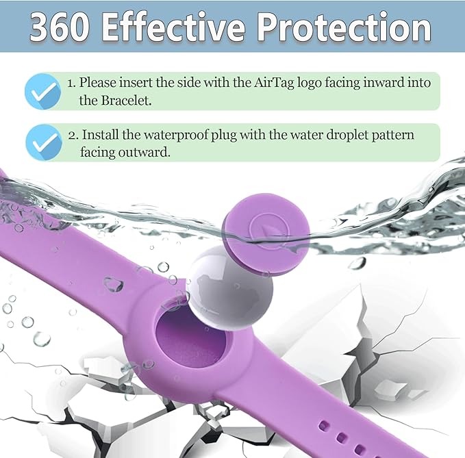 Waterproof Bracelet for AirTag Kids, Personalized Initial Letter Hidden Holder Compatible with Air Tag, Silicone Case for Airtag Adjustable Anti-Lost GPS Tracker for Toddler Child Elder, P