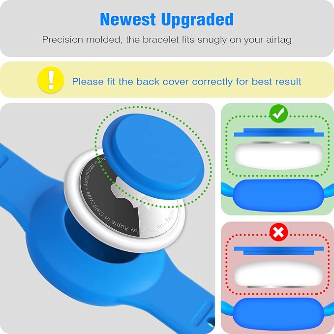 2 Pack AirTag Bracelet for Kids, Waterproof Cute Cartoon Air tag Holder Kids with Watch Band Design, Full Coverage Anti-Lost Silicone Airtag Hidden Accessories for Children (Luminous Version)