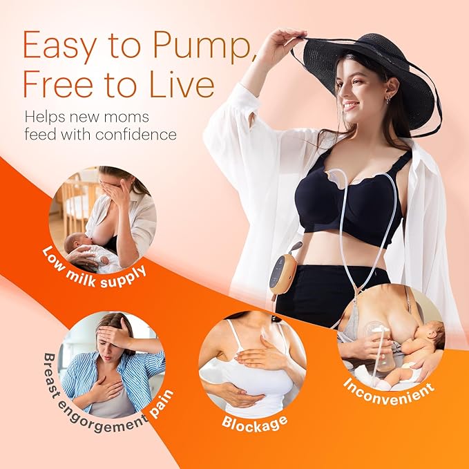 Upgraded Wearable Hands Free Breast Pump: D6 Portable Low Noise Breastfeeding Pumps with 3 Modes & 9 Levels & Memory Function | Leak-Proof Double-Seal Design | Strong Suction 15/17/21/25mm Flange