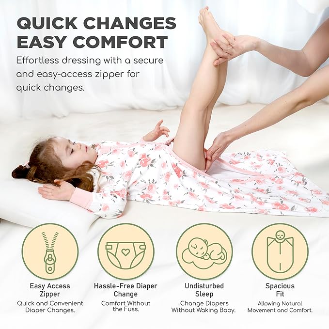 Mama Cheetah Baby Sleep Sack with Sleeves, 0.5 TOG Organic Cotton Wearable Blanket and Two-Way Zipper, Swaddle Transition Long Sleeve Sleeping Bag for Newborn Infant Toddler, 0-6 Months