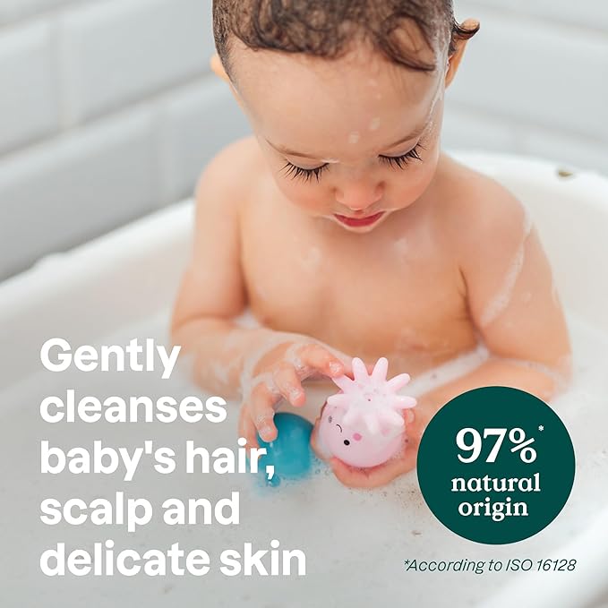 ATTITUDE 2-in-1 Baby Hair Shampoo and Body Wash, EWG Verified, Plant- and Mineral-Based Ingredients, Hypoallergenic Vegan and Cruelty-Free, Sweet Apple, 16 Fl Oz (Pack of 6) (16614)