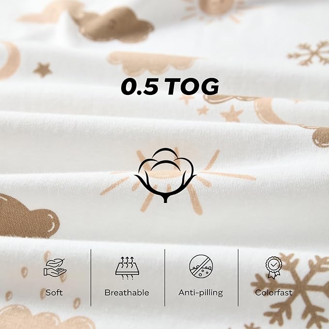 JELLYMONI Baby Sleep Sack 0-6 Months Wearable Blanket for Baby, 100% Cotton 2 Pack Infant Toddler Sleeping Sack Lightweight Soft 2-Way Zipper Sleepsack