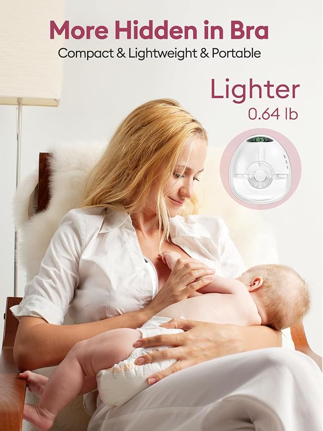 Lulia Breast Pump Hands Free, Wearable Breastfeeding Pump, 4 Modes & 9 Levels, Portable, Painless, Low Noise, BPA Free, Electric Breast Pump with 17/19/21/24MM Flange(1 Pack)