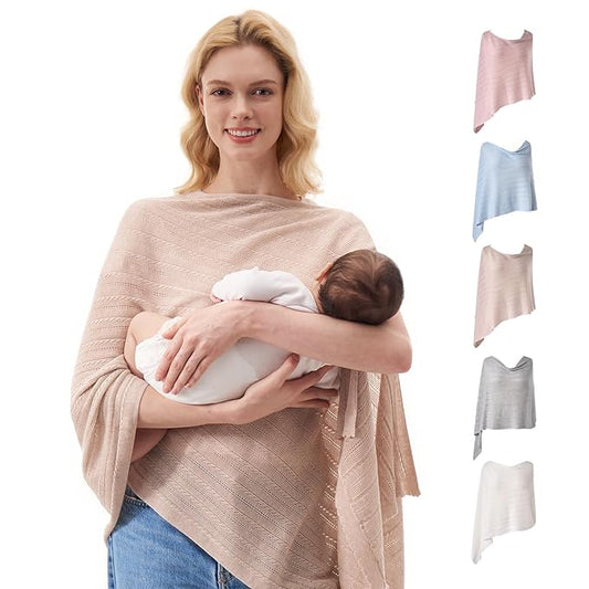 Momcozy Ultra-Light Nursing Cover for Breastfeeding, Soft Breathable Tencel™ Lyocell Fabric, Multi-Use Feeding Shawl, Newborn Essentials Must Haves(Shallow Brown)