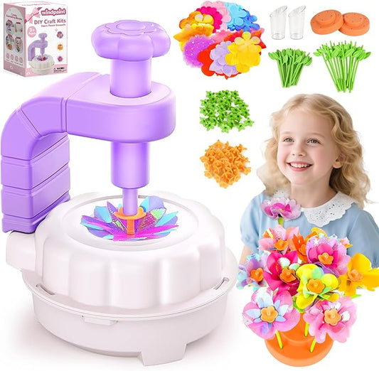 windpaint Toys for Girls 3 4 5 6 7 8 9 10 Years Old, DIY Craft Kits for Kids, Fabric Flower Bouquets for Girls Gifts, Educational Learning Detective Toys for Toddler Kids,Birthdays Gifts (Purple)