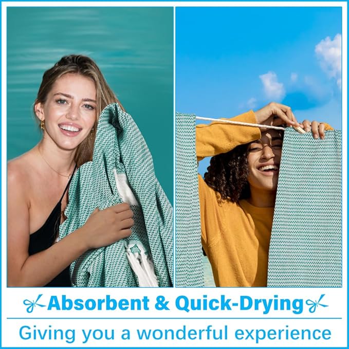 Oversized Turkish Beach Towel Blanket XXL Cotton Sandproof Towels Boho Woven Extra Large Big Sand Free Giant Throw Thick Blankets Huge Quilt XL Picnic Camping Necessities Cloud For Adult Gifts Teal