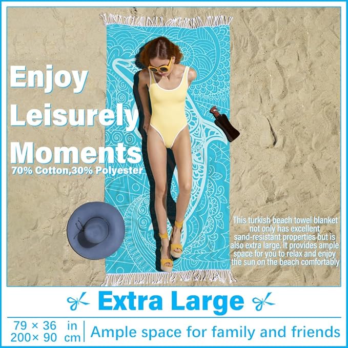 Oversized Turkish Beach Towel Blanket XXL Cotton Sandproof Towels Boho Woven Extra Large Big Sand Free Giant Throw Thick Blankets Huge Quilt XL Picnic Camping Necessities Cloud For Adult Gifts