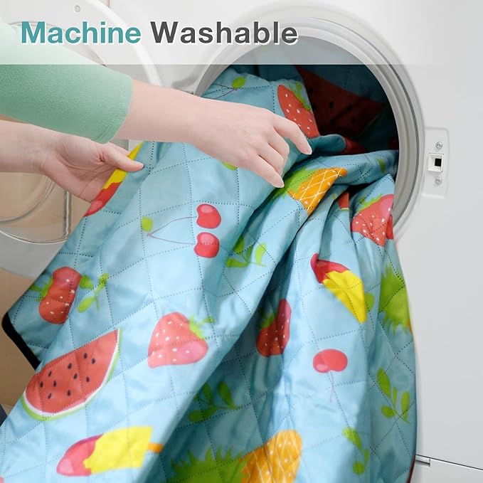 Picnic Blanket Extra Large 79" x 79", Washable Picnic Blankets, Camping Blanket with Portable Handle & Shoulder Strap - SummerFruits