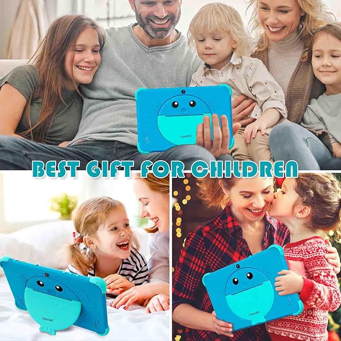 YINOCHE Kids Tablet 10 inch Tablet for Kids 5G WiFi Toddler Tablets with Case Parental Control Dual Camera 32GB Kids Tablets Educational App Preloaded Support YouTube Neflix (Blue)