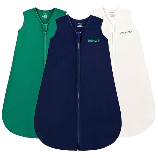 JELLYMONI Baby Sleep Sack 18-24 Months 100% Cotton Wearable Blanket, 0.5 TOG Soft Lightweight Toddler Sleeping Sack 3 Pack 2-Way Zipper Newborn Sleep Sacks