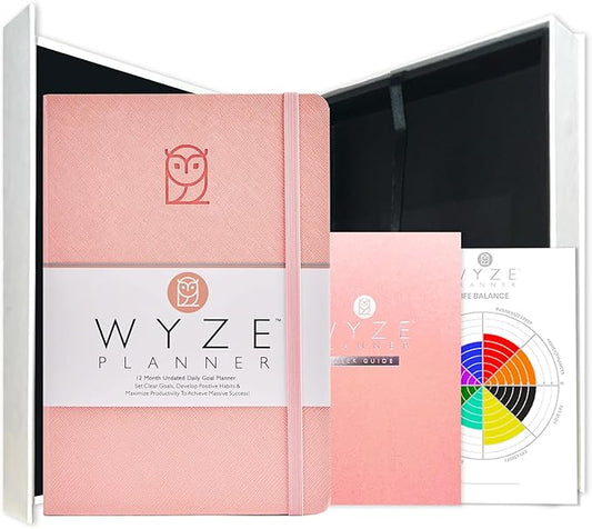 Undated Daily Planner – 1-Year B5 Productivity Organizer with Two-Page Weekly Spread, Goal Setting, Habit Tracker, Weekly & Monthly Pages – Hardcover Time Management Notebook (Pink)