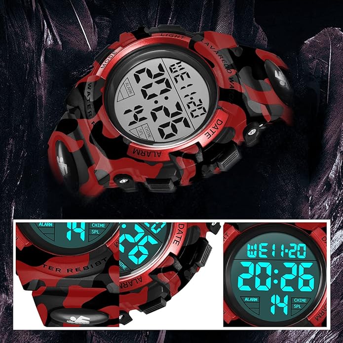 Kids Watch,Boys Watch for 3-15 Year Old Boys,Digital Sport Outdoor Multifunctional Chronograph LED 50 M Waterproof Alarm Calendar Analog Watch for Children with Silicone Band,Kids Gift