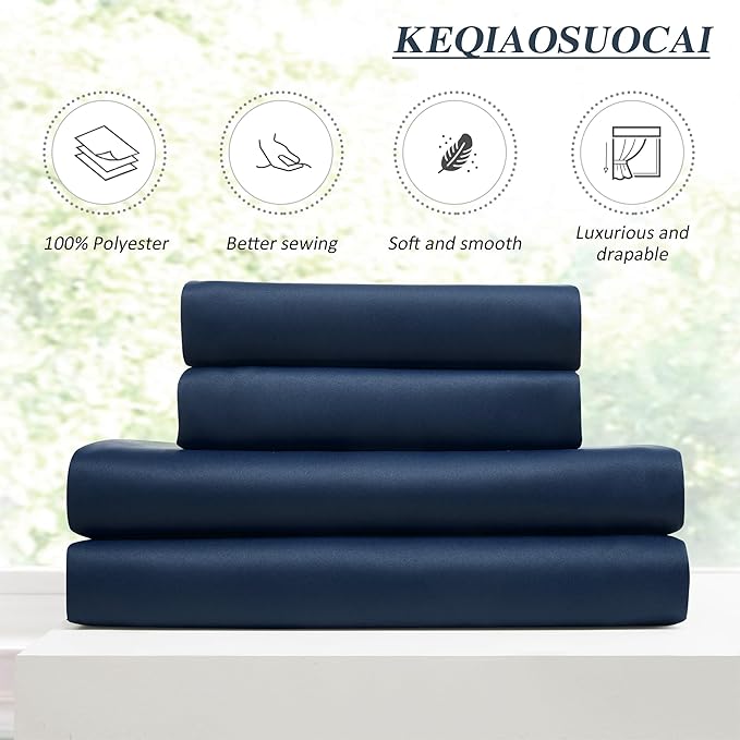 KEQIAOSUOCAI 2 PCs Navy Blue Pleat Wide Drapes for Sliding Glass Door 60 Wide x 90 Inch Long, Privacy Light Block Noise Reduce Insulated Ceiling to Floor for Locker Room Basement Bedroom Closet