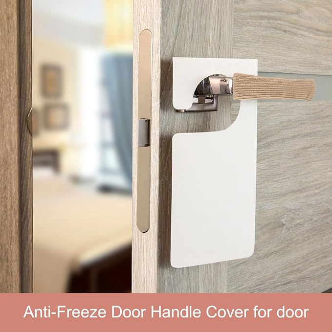 uxcell 6Pcs Door Handle Covers, Polyester Knitted Anti-Scald Door Knob Protector Door Knob Cover for Hot Doors and Cold Doors, Khaki