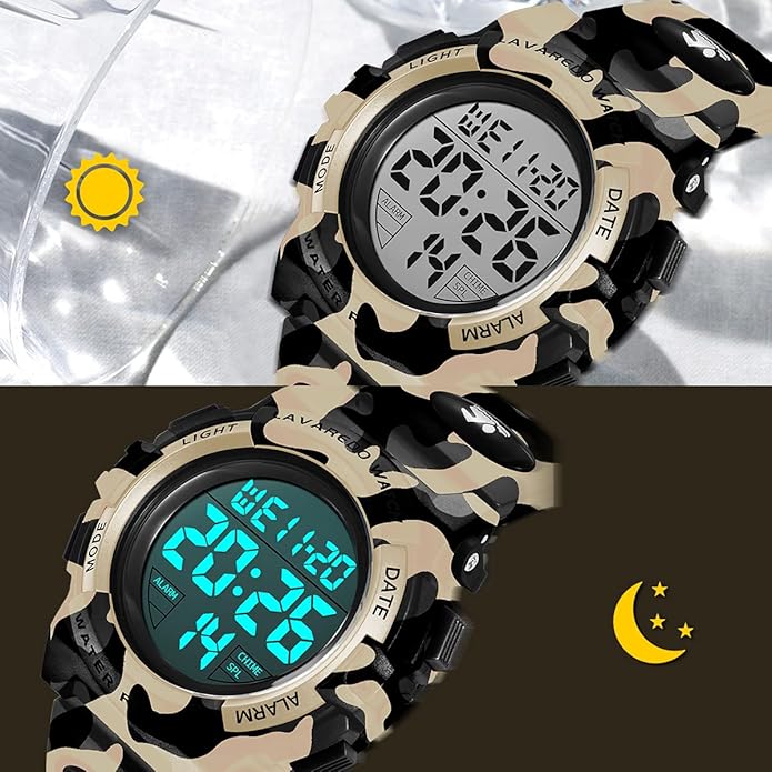 Kids Watch,Boys Watch for 3-15 Year Old Boys,Digital Sport Outdoor Multifunctional Chronograph LED 50 M Waterproof Alarm Calendar Analog Watch for Children with Silicone Band,Kids Gift