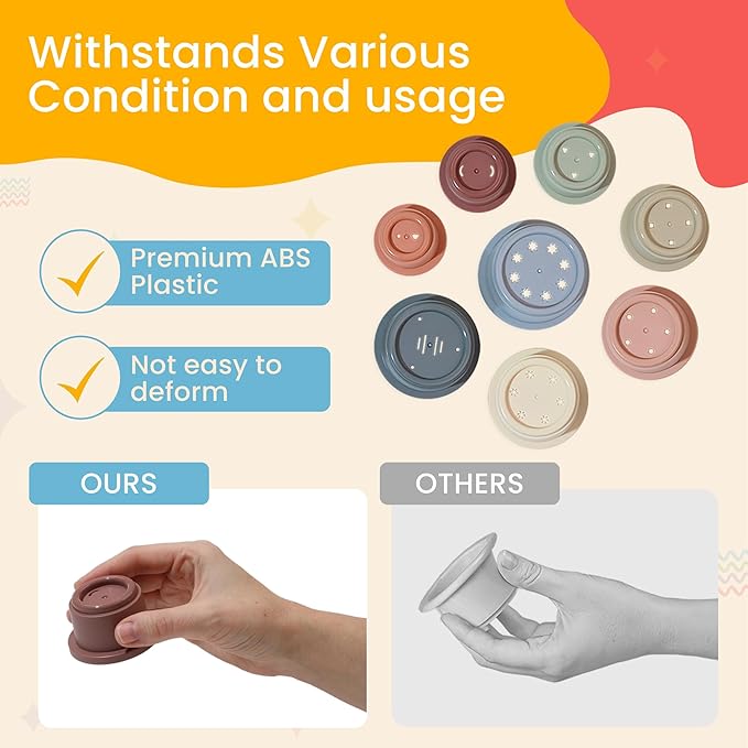 Stacking Cups Baby Toy Educational Cup Stacking Set 8-Pc Stackable Cups with Number Rainbow Nesting Cups for Babies 6-12 Months Stacking Cups for Toddlers 1-3 Perfect for Indoor/Outdoor