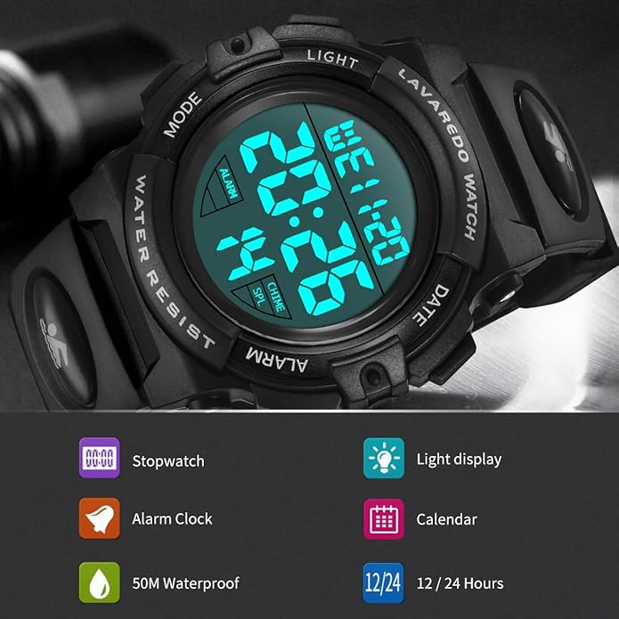 Kids Watch,Boys Watch for 3-15 Year Old Boys,Digital Sport Outdoor Multifunctional Chronograph LED 50 M Waterproof Alarm Calendar Analog Watch for Children with Silicone Band,Kids Gift