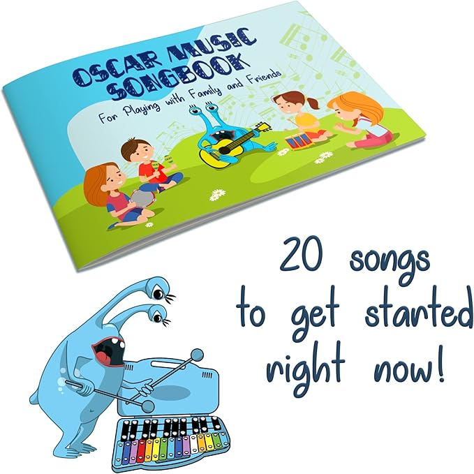 MINIARTIS Glockenspiel Xylophone | 25 Note Colorful Metal Keys Xylophone for Kids | Percussion Musical Instrument | Educational Music Toy Includes Music Songbook, Mallets and Blue Carry Case
